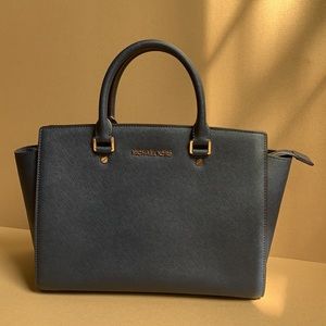 MK Selma Navy Large Satchel Handbag